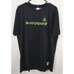 Le Coq Sportif Luxury Cotton T-shirt - Rubberized Logo - Mens Sz 3XL Black - FR